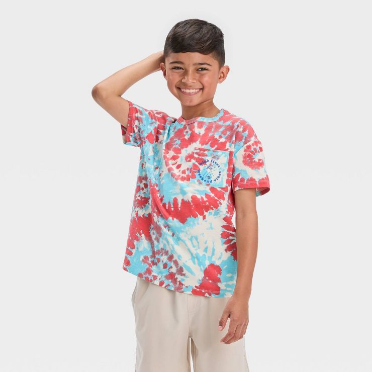Boys' Short Sleeve Tie-Dye 'High Five & Weekend Vibes' T-Shirt - Cat & Jack™ Red | Target