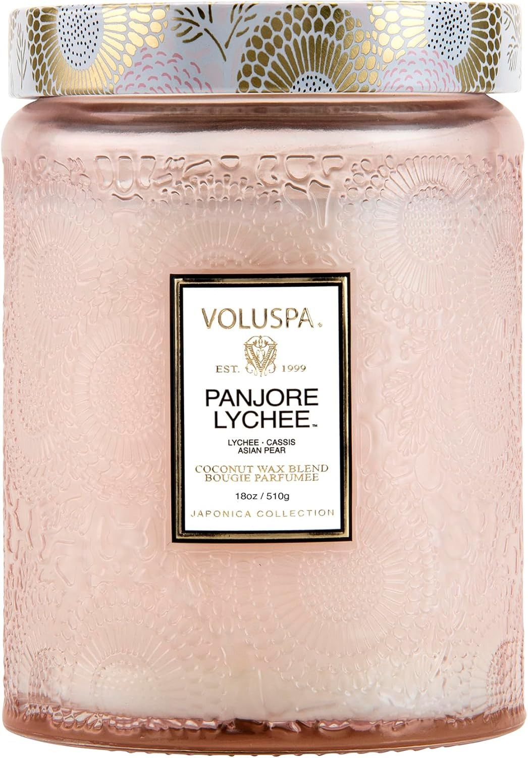 Voluspa Panjore Lychee, Large Candle Jar, 18 oz, 100 Hour Burn Time, Coconut Wax for Clean Burnin... | Amazon (US)