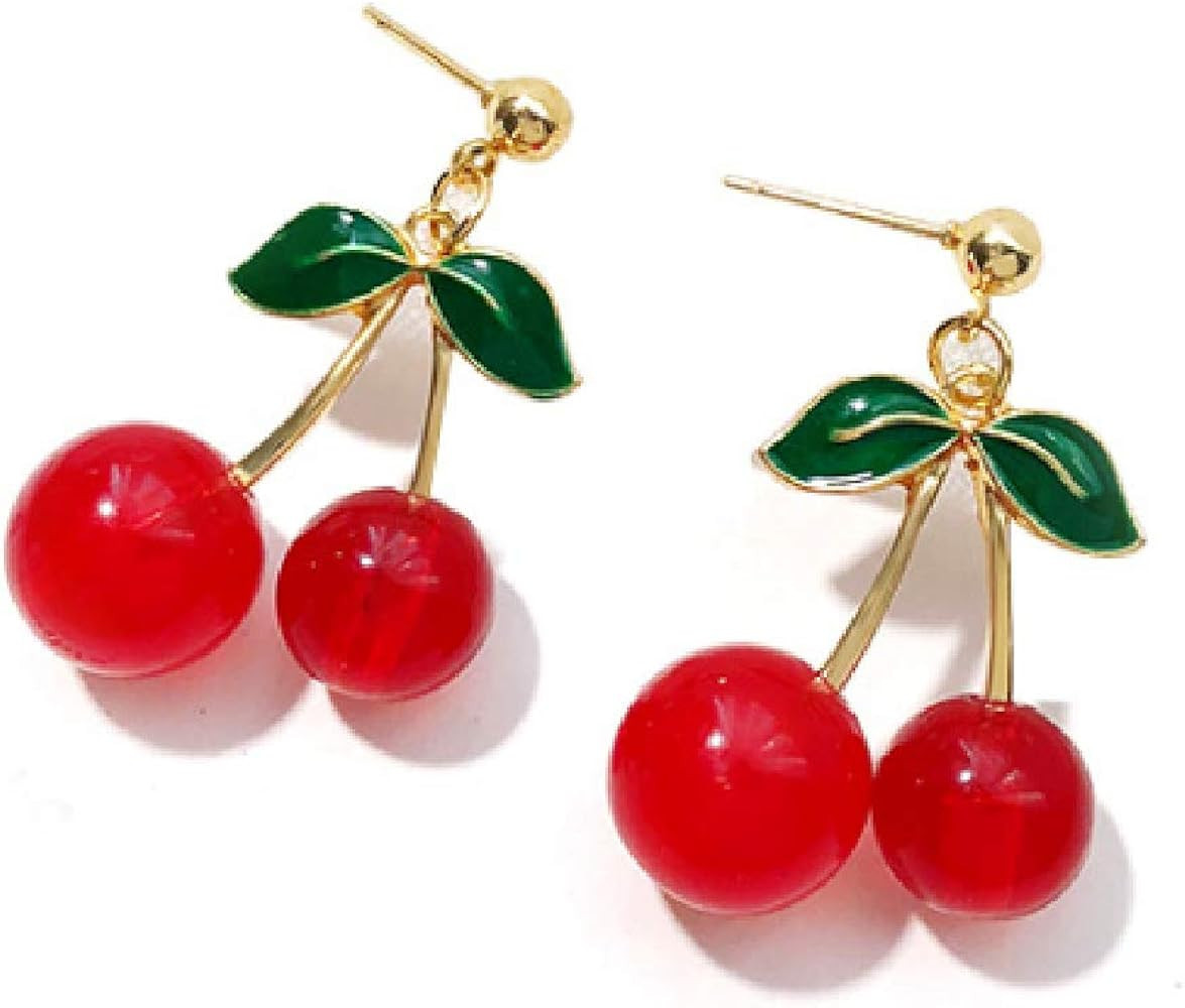 KaFu Handmade creative Light weight Fruits earring 18K Gold Plated Sweet and Lovely Cherry Tassel... | Amazon (US)
