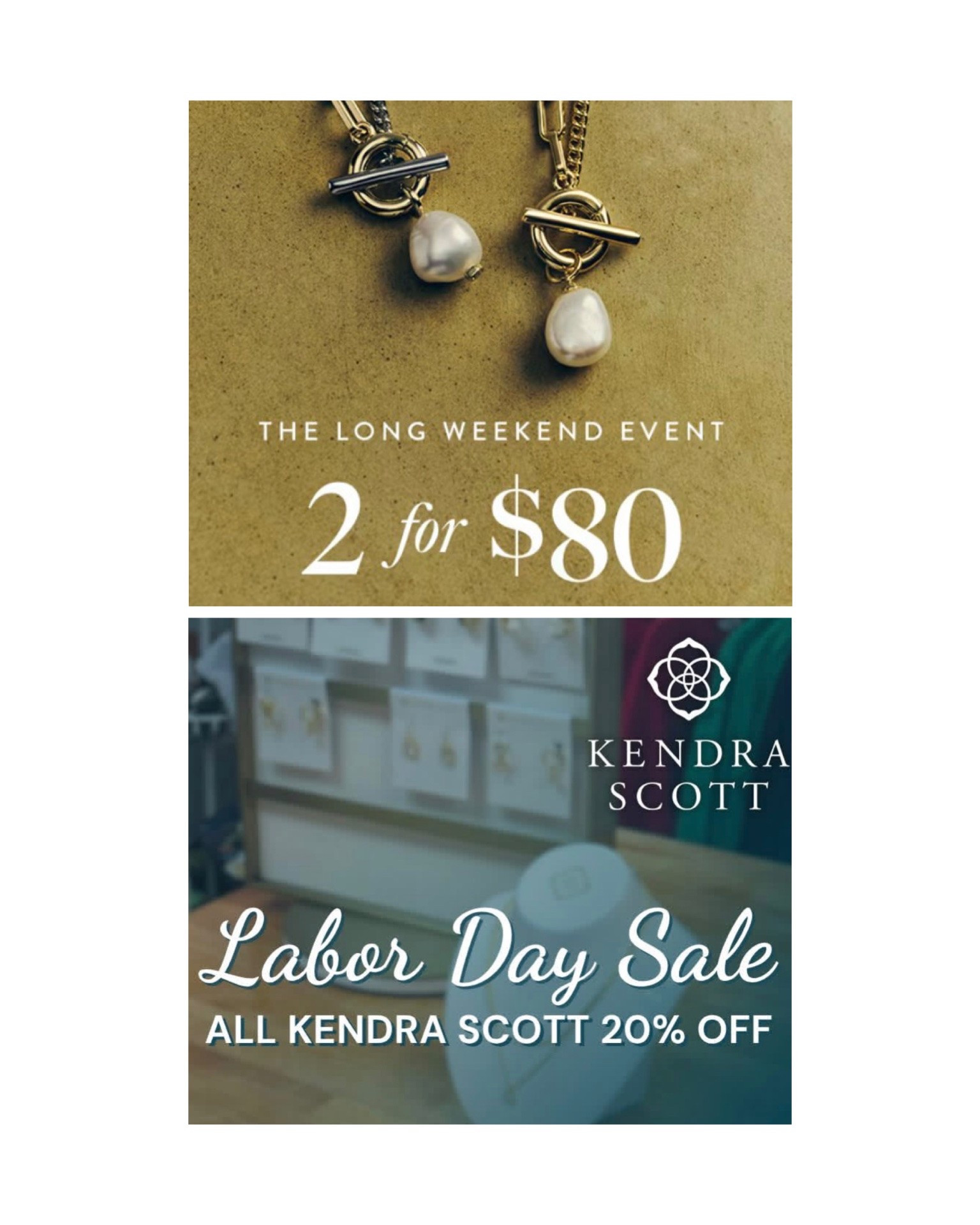 Kendra Scott has a fantastic Labor Day Weekend Sale happening now!!

- 20% Off Sitewide
 - 2 for $80 Styles
- Extra 30% Off Sale Styles

So many beautiful pieces to check out! 💛

#LTKSaleAlert #LTKootd #LTKBeauty
