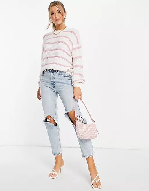 In The Style x Billie Faiers stripe sweater in pink multi | ASOS (Global)