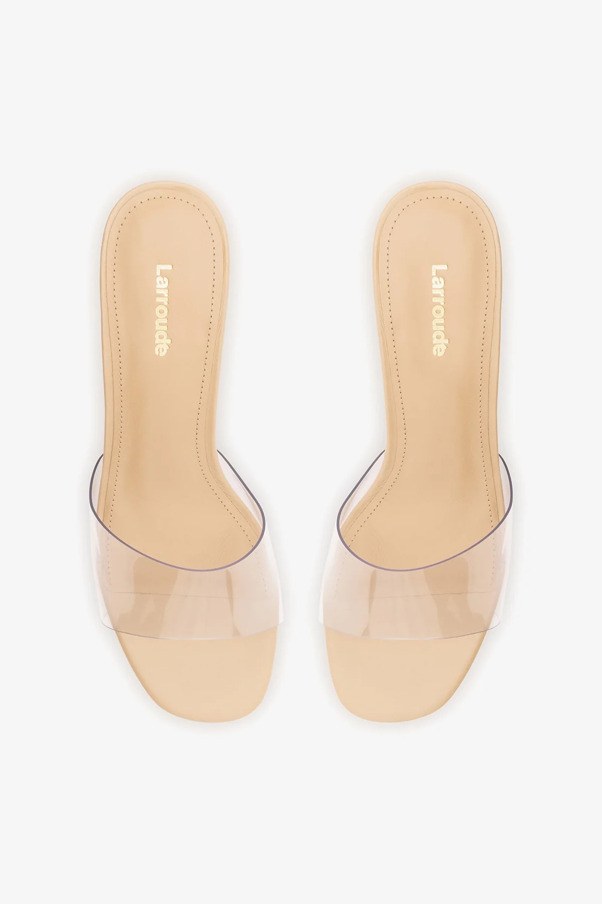 Vivi Lucite Clear Mule Sand Leather | Larroude