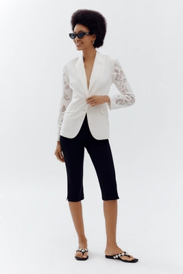 Dolan Left Coast Linen Blend Cutwork-Sleeve Blazer | Anthropologie (US)