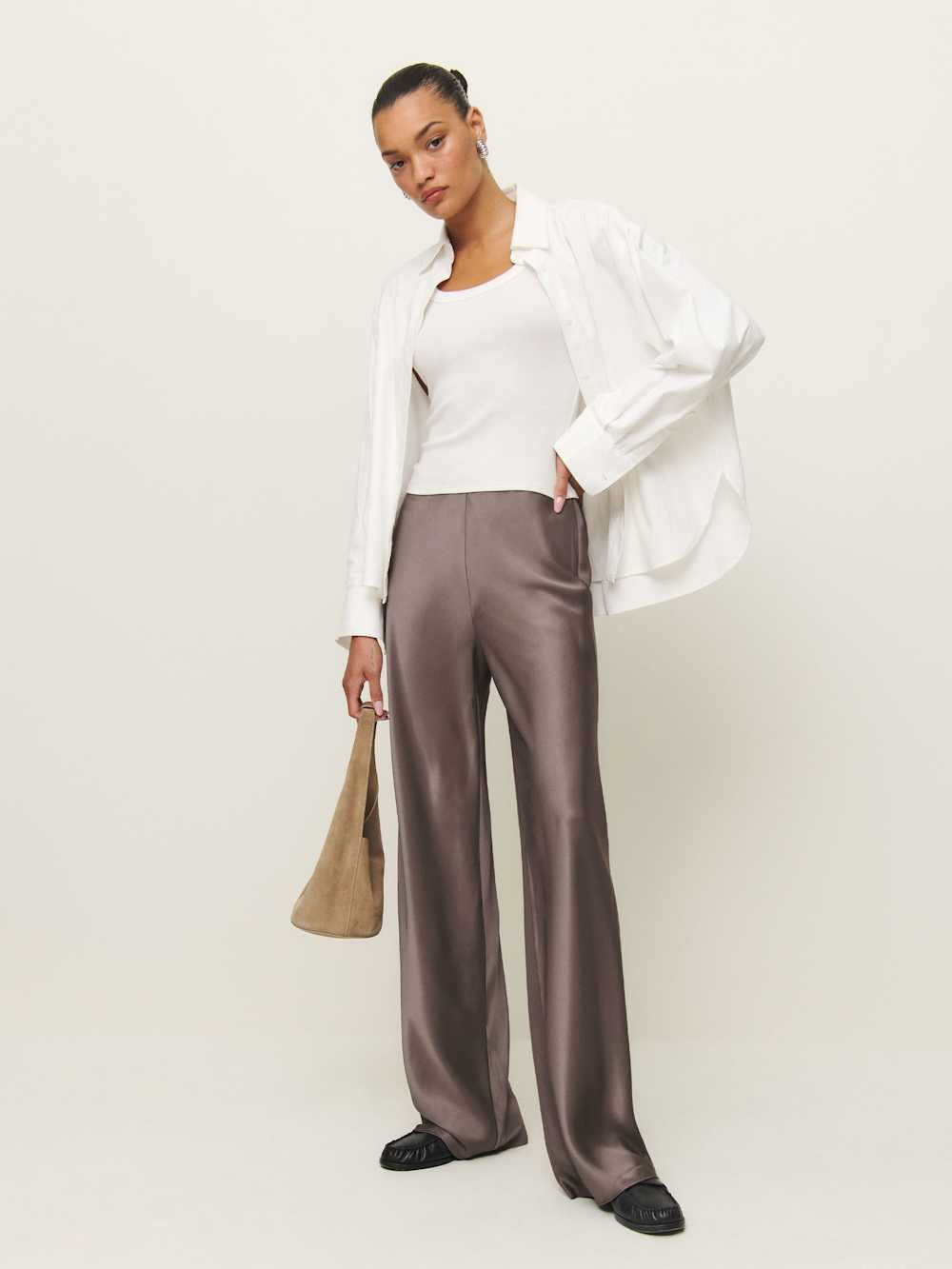 Gale Satin Mid Rise Bias Pant | Reformation (Global)