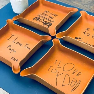 YOUR Kids Drawing or Handwriting / Personalized Father's Day Gift for Dad / Heirloom Leather Tray... | Etsy (Global)