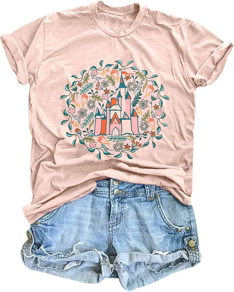 Magical Shirt for Women Magic Kingdom T Shirt Family Holiday Vacation Tee Castle Graphic Short Sl... | Amazon (US)