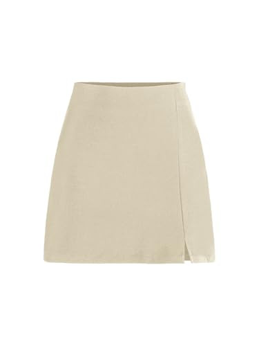 CIDER Mini Skirt High Waist Zip Up Split Bodycon Fitted Party A Line Skirt: Khaki, S | Amazon (US)