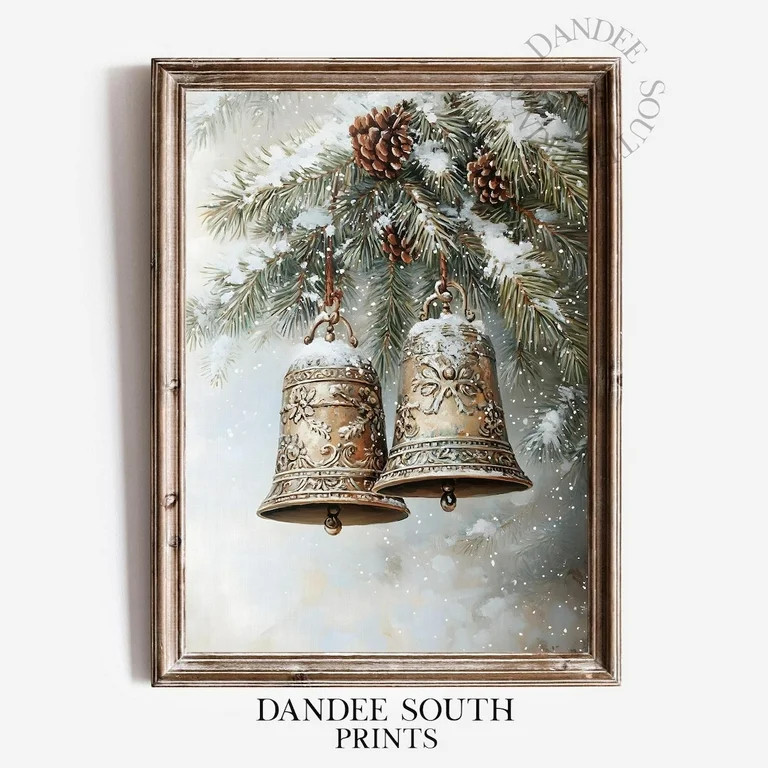 Modroom Winter Jingle Bells Rustic Seasonal Farmhouse Holiday Wall Art Print, 8x12 UNFRAMED | Walmart (US)