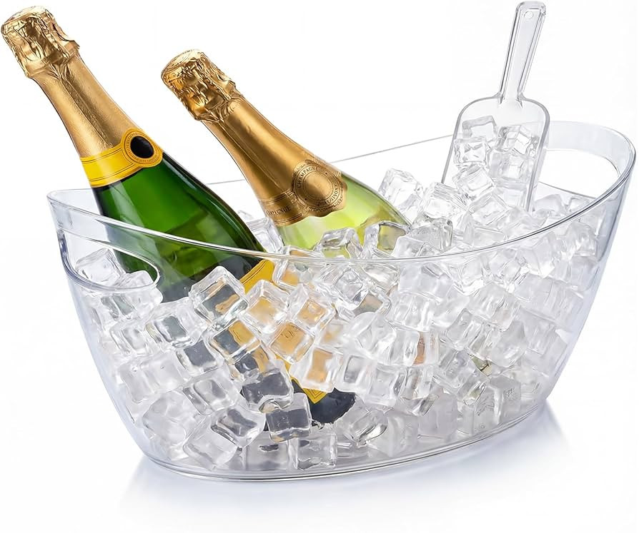 OBTANIM Clear Acrylic Ice Buckets Large Champagne Drink Cooler Storage Ice Tub with Scoops for Be... | Amazon (US)