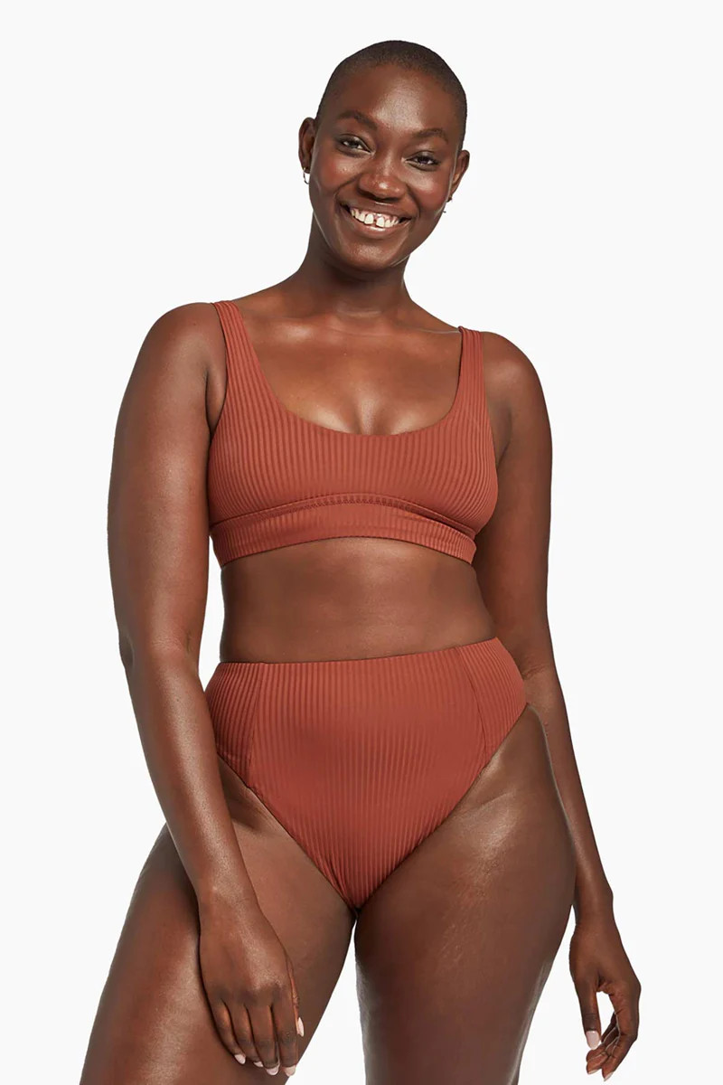 Vitamin A Sienna High Waist Bottom Copper Brown EcoRib | Vitamin A Swim