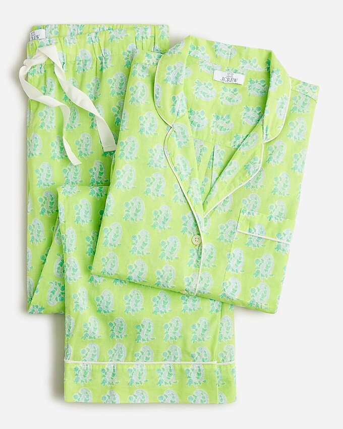 SZ Blockprints™ X J.Crew long-sleeve cotton voile pajama set in green paisley | J. Crew US