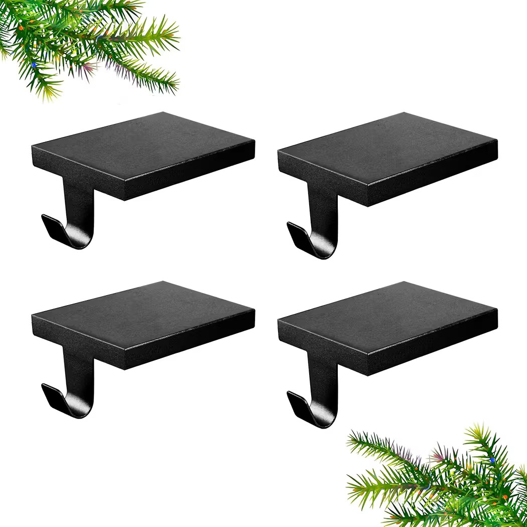 4 Pcs Christmas Stocking Holders, Mantel Stocking Hangers Metal Hanging Hooks with Protective Pad... | Amazon (US)
