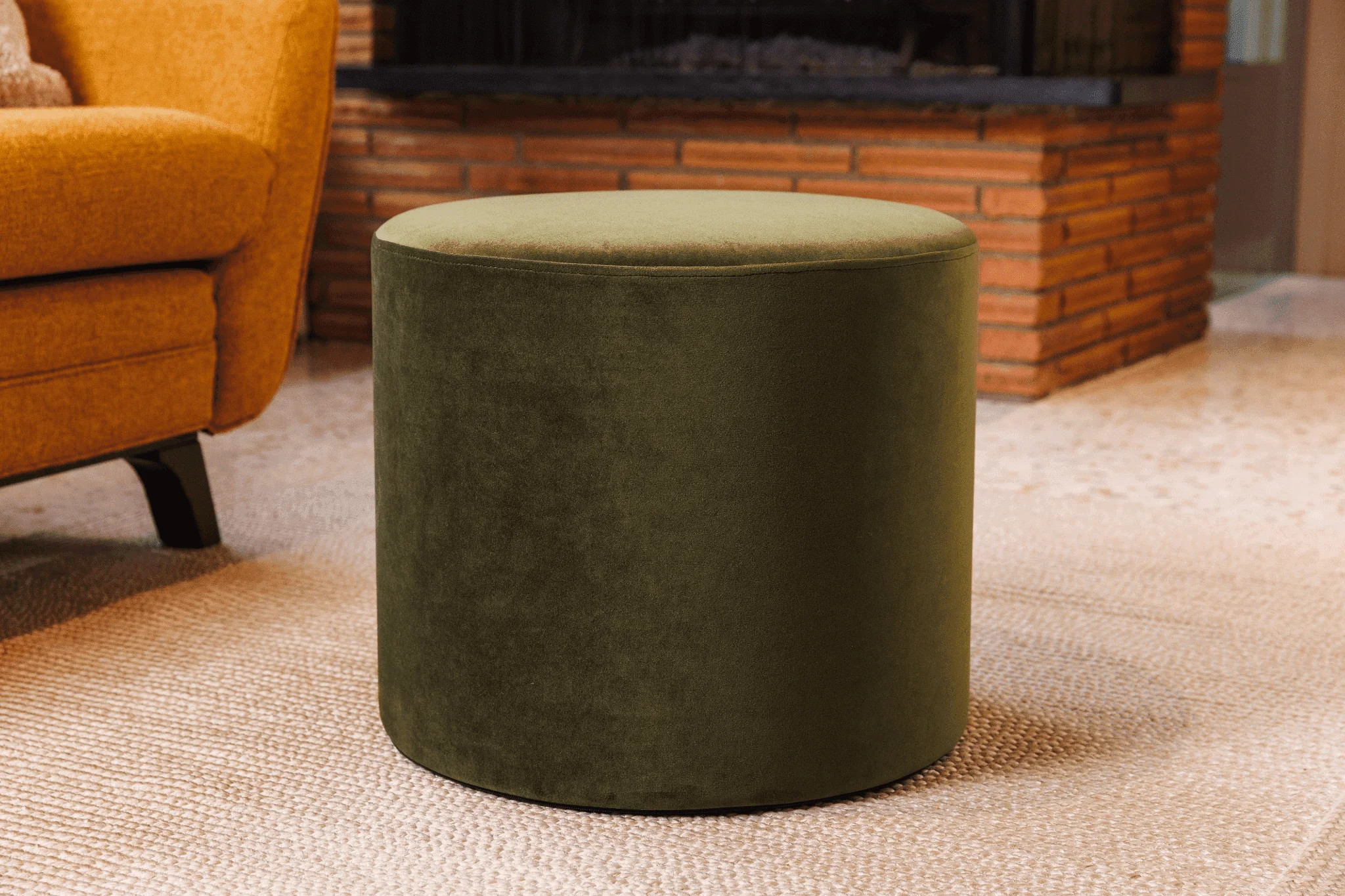 Wovenbyrd Round Pouf Ottoman with Foam Core, Sage Green Wool Casual Boucle – Ideal for Living R... | Walmart (US)