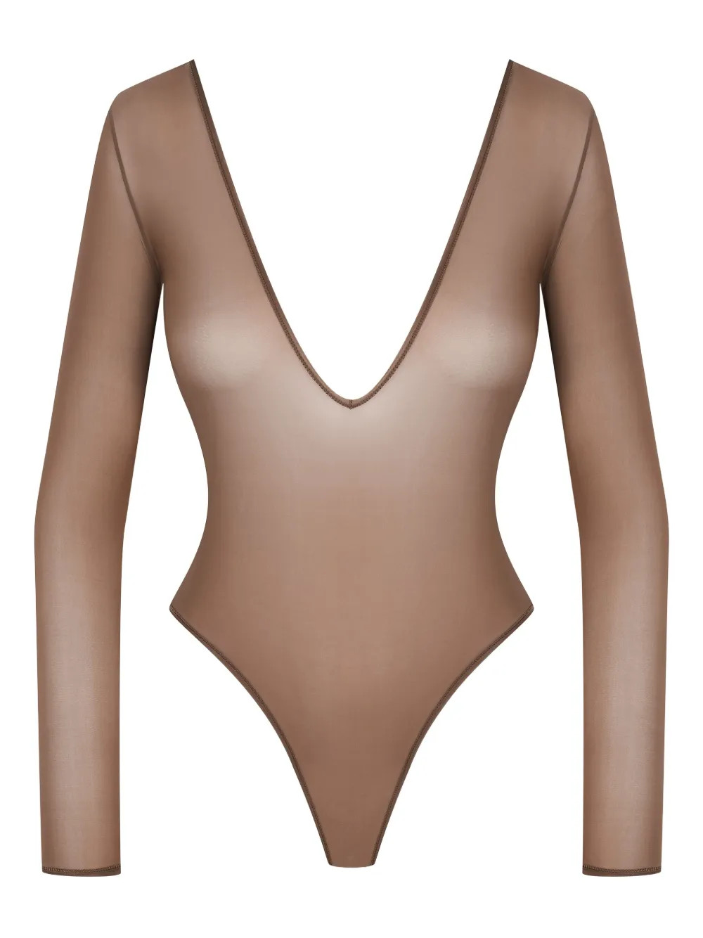 Maison Close French Kiss Light open-back long-sleeve Bodysuit | Brown | FARFETCH | Farfetch Global