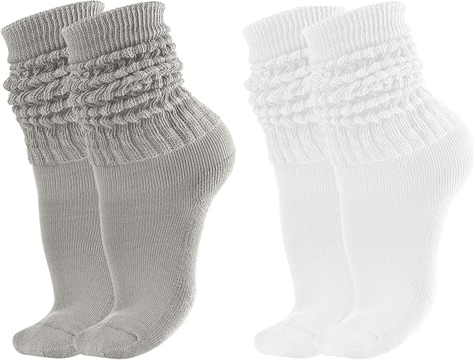 NIEITRK Women's & Men's Scrunch Knee High & Crew Boot Socks - Neon Slouchy Tube Long Socks Pack | Amazon (US)