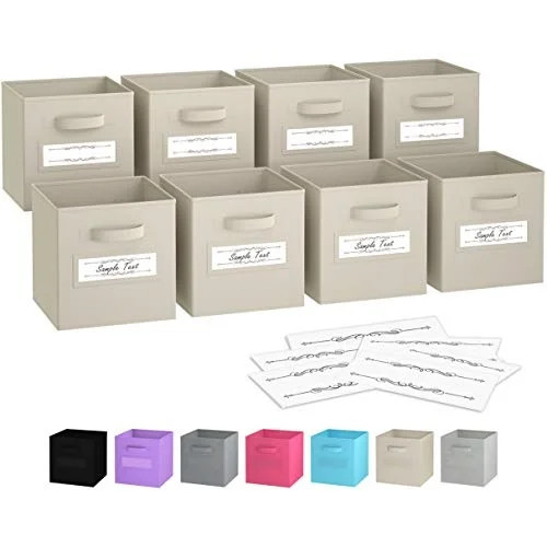 Royexe - Storage Cubes - (Set Of 8) Storage Baskets | Features Dual Handles & 10 Label Window Car... | Walmart (US)