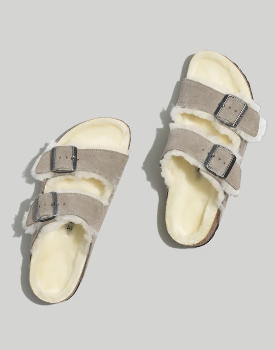 Birkenstock&reg; Suede Arizona Sandals in Shearling | Madewell | Madewell