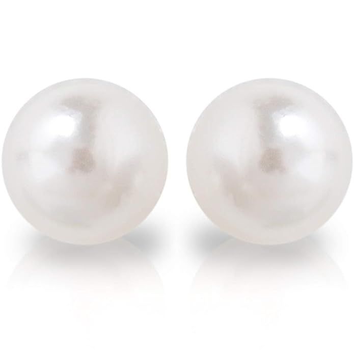Humble Chic Simulated Pearl Studs - Big Classic Faux Round Oversized Ear Stud Earrings for Women | Amazon (US)