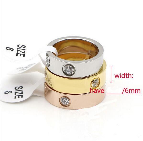 Hot sale Titanium Stainless Steel Love Rings for Women Men jewelry Couples Cubic Zirconia Wedding... | DHGate