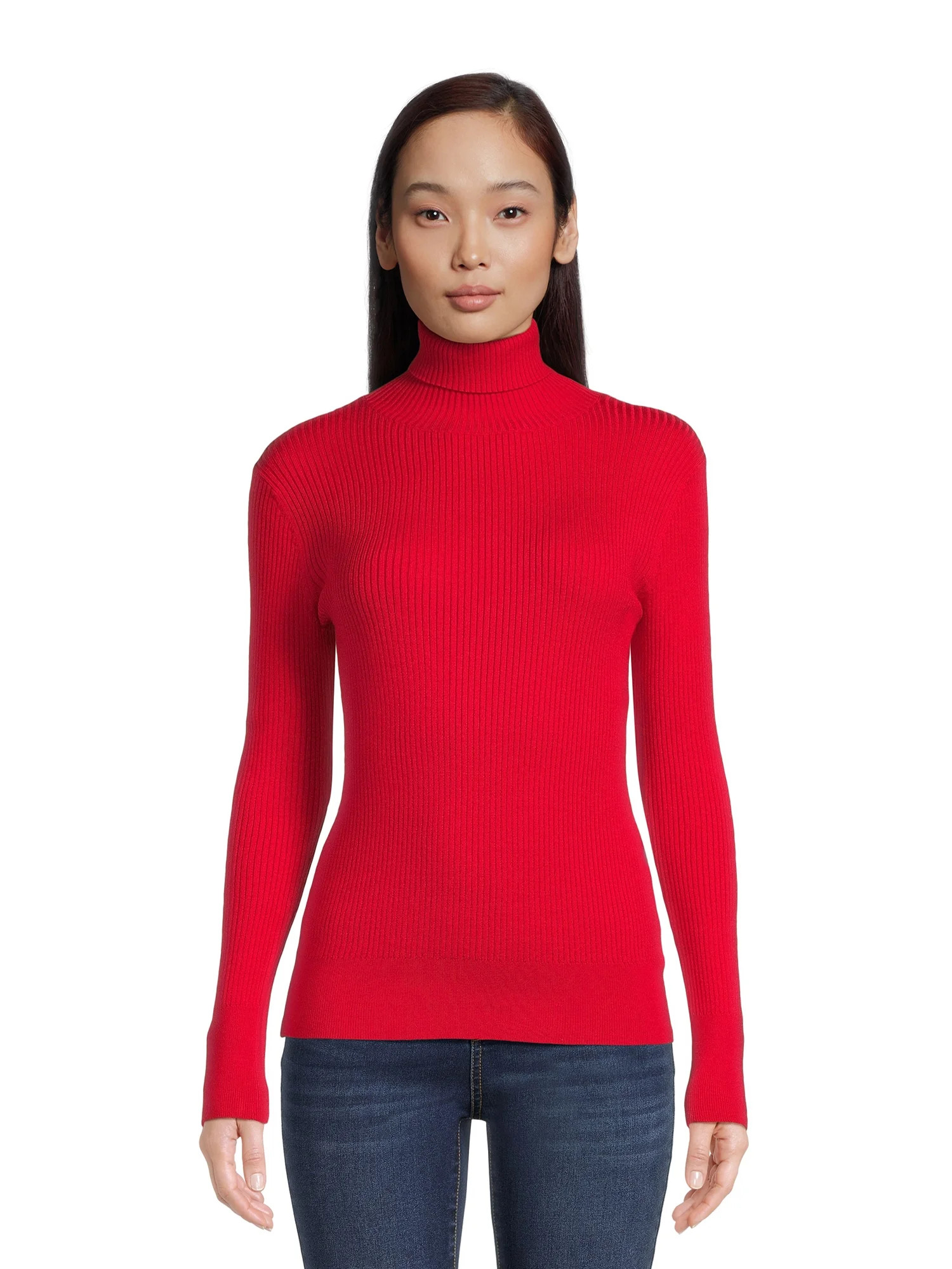 Time and Tru Women's Ribbed Knit Turtleneck, Sizes XS-XXXL | Walmart (US)