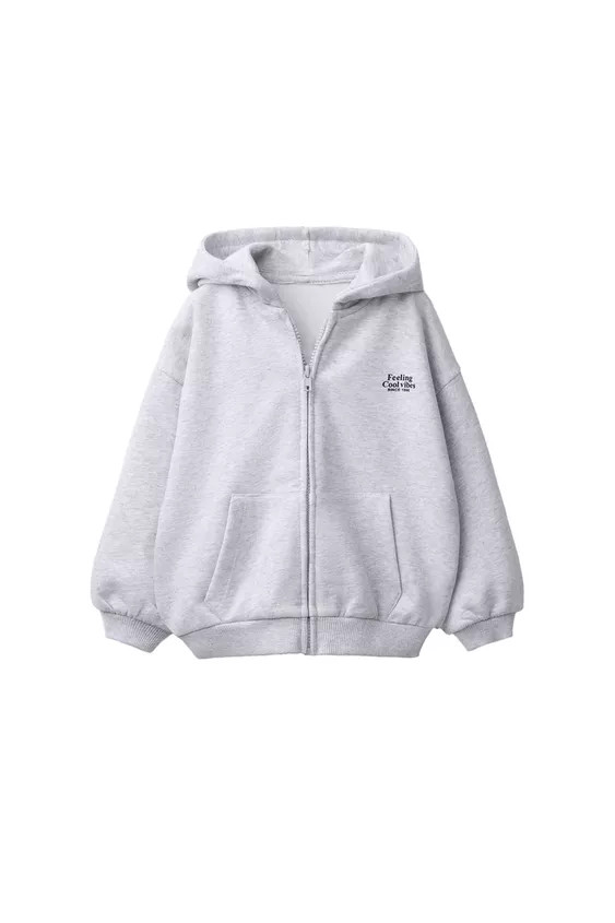 Sweatshirt mit Kapuze und langen Ärmeln. Rippenbündchen. Textprint auf der Brust. Reißverschlu... | Zara DE