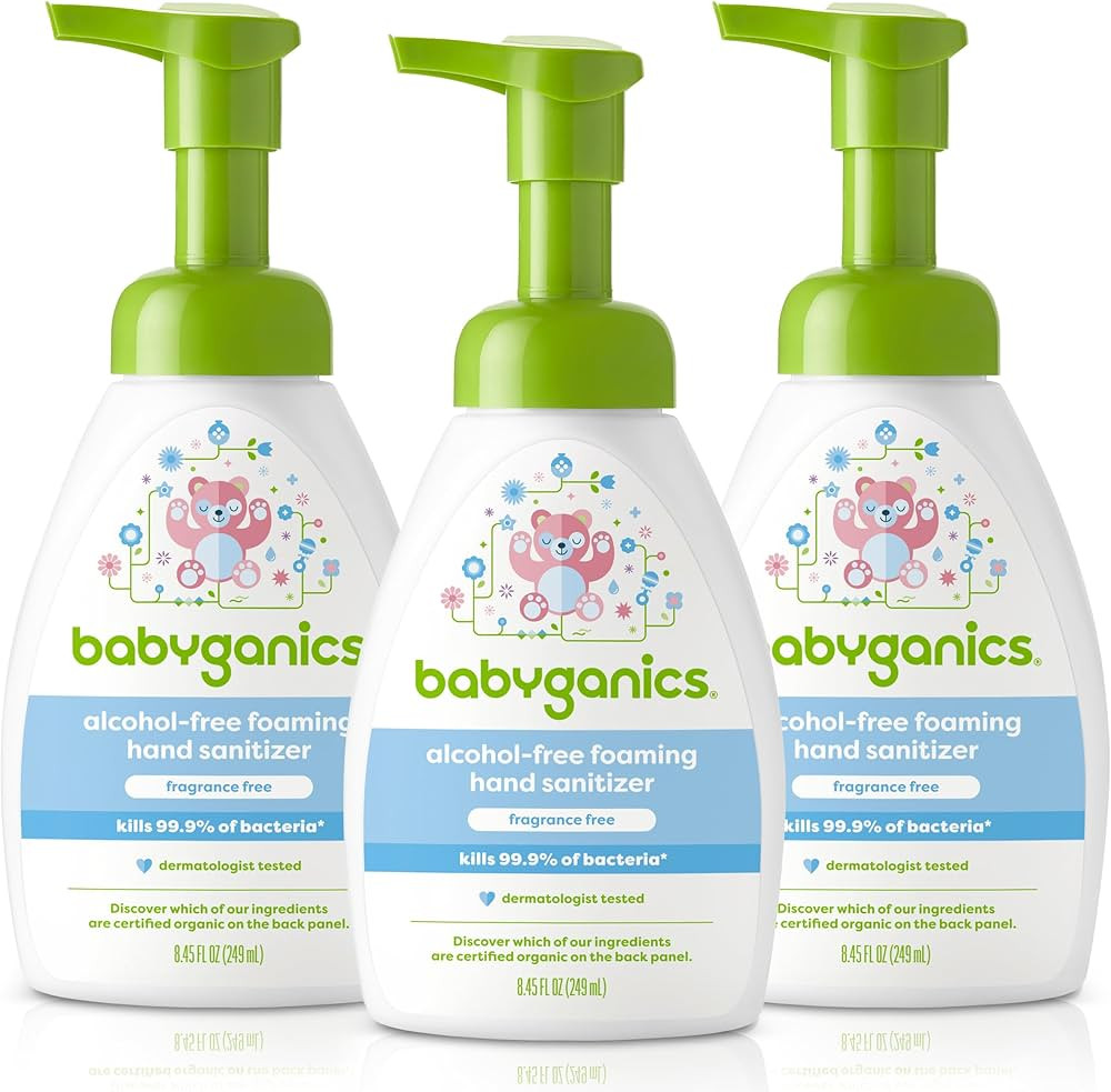 Babyganics Alcohol-Free Foaming Hand Sanitizer, Pump Bottle, Fragrance Free, 8.45 oz, 3 Pack | Amazon (US)