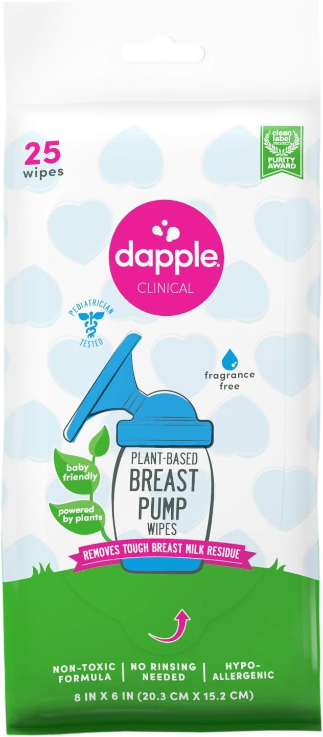 Dapple Baby Breast Pump Cleaner Wipes, Plant-Based, Fragrance Free, 25 Count, Hypoallergenic, Gre... | Amazon (US)