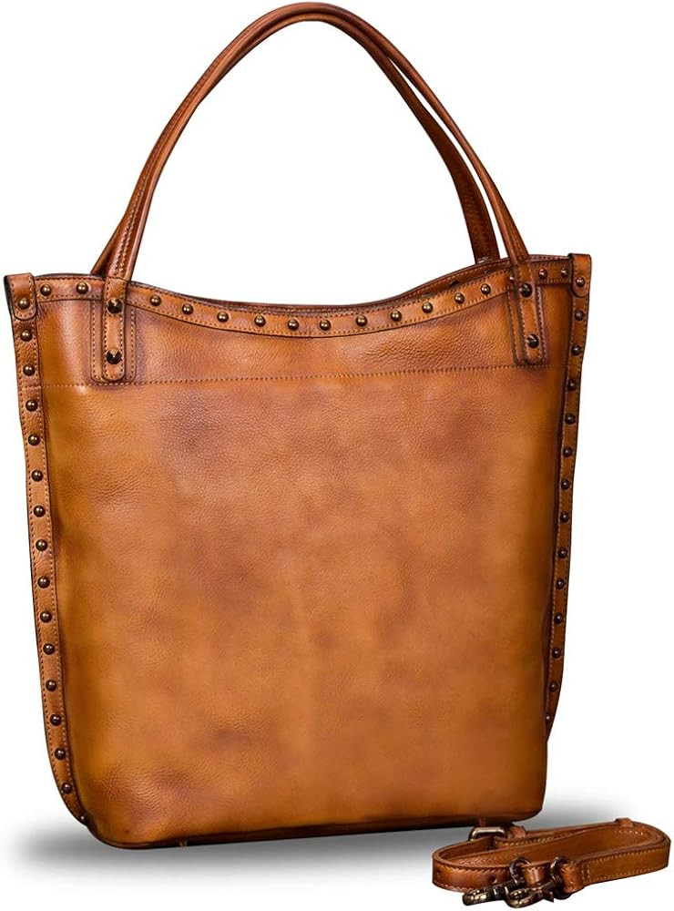 IVTG Genuine Leather Shoulder Bag for Women Vintage Handmade Top Handle Large Capacity Satchel Wo... | Amazon (US)