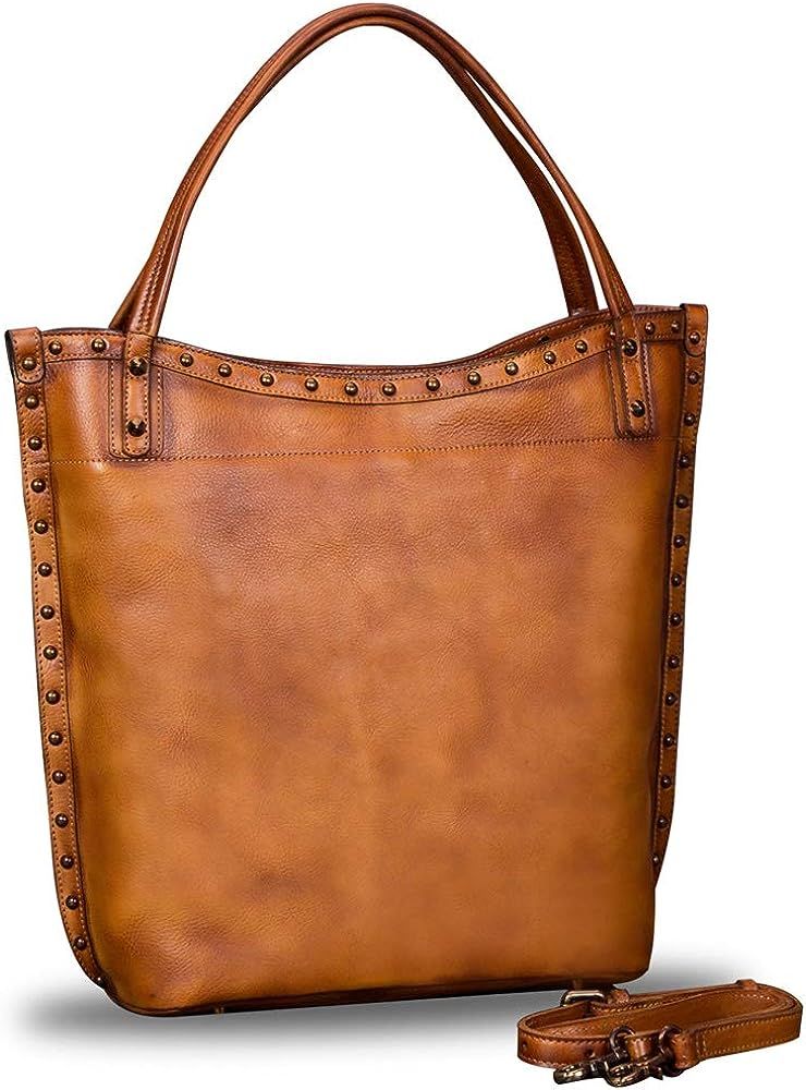 IVTG Genuine Leather Shoulder Bag for Women Vintage Handmade Top Handle Large Capacity Satchel Wo... | Amazon (US)