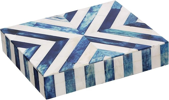 Handicrafts Home Chevron Pattern Blue White Jewelry Organizer and Storage Box for Women Girls Bed... | Amazon (US)