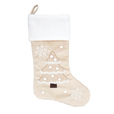 Saro Lifestyle Traditional Cheer Christmas Tree Stocking, 20", Beige | Target