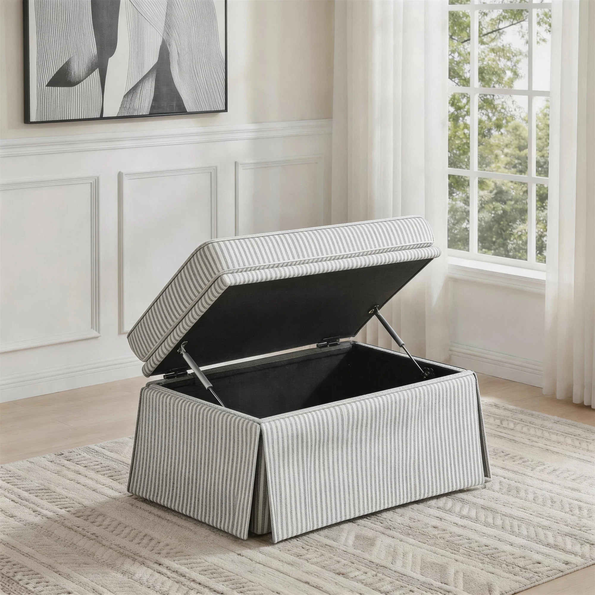 Upholstered Skirted Rectangular Storage Ottoman with Lift-Top | Wayfair North America