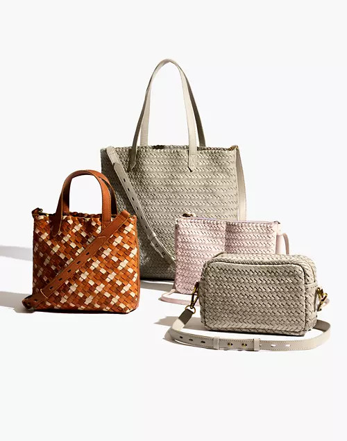 The Medium Transport Tote: Woven Leather Edition | Madewell
