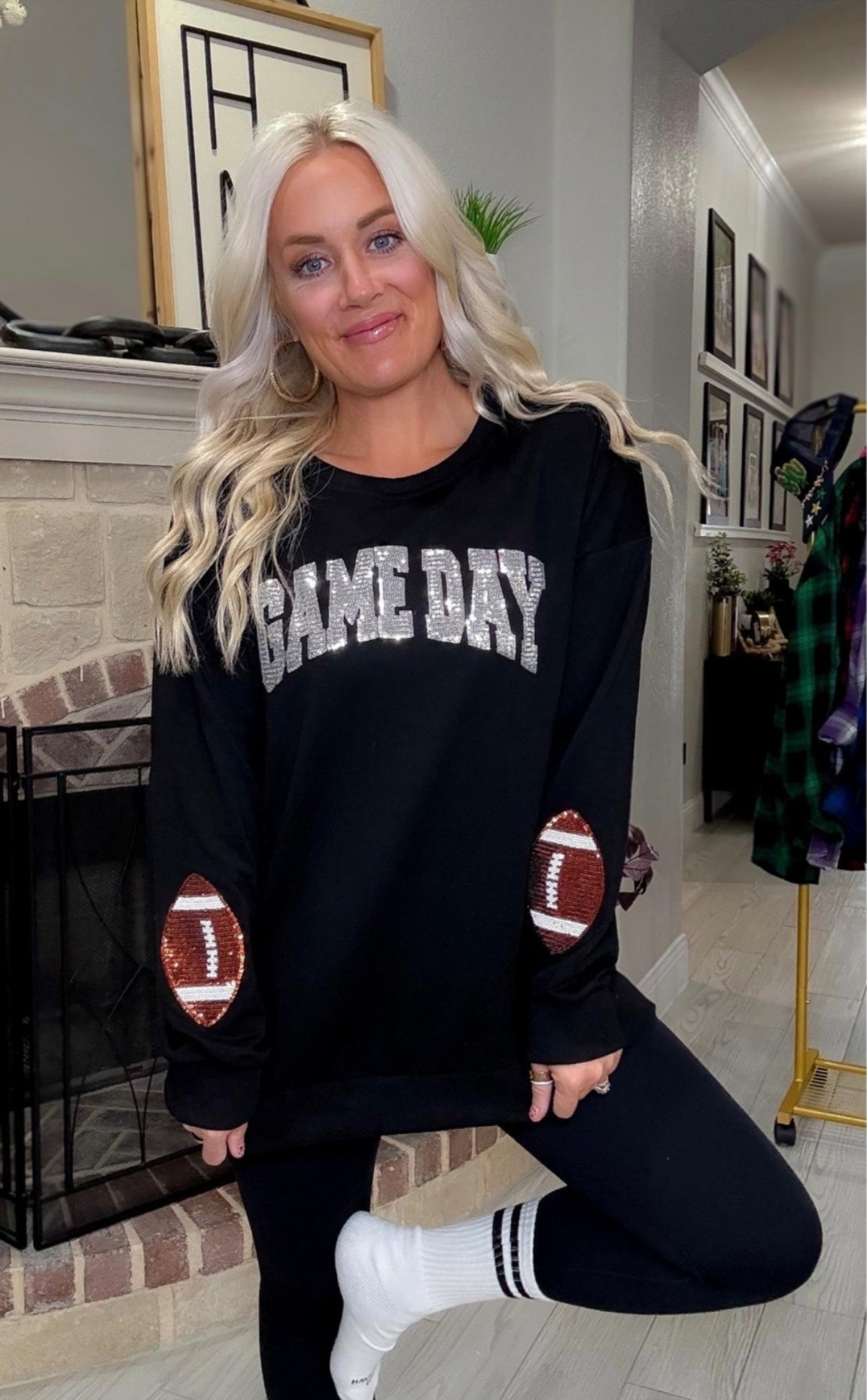 Sequin Gameday football sweatshirt - large