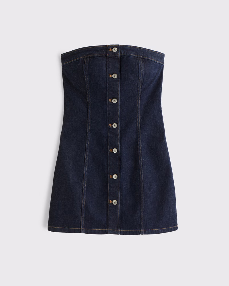 The A&F Mara Strapless Denim Mini Dress | Abercrombie & Fitch (UK)