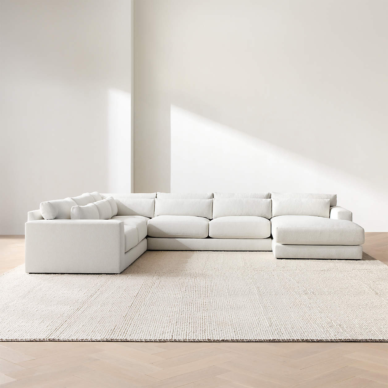 Retreat 4-Piece L-Shaped Sectional Sofa with Chaise Lounge + Reviews | Crate & Barrel | Crate & Barrel