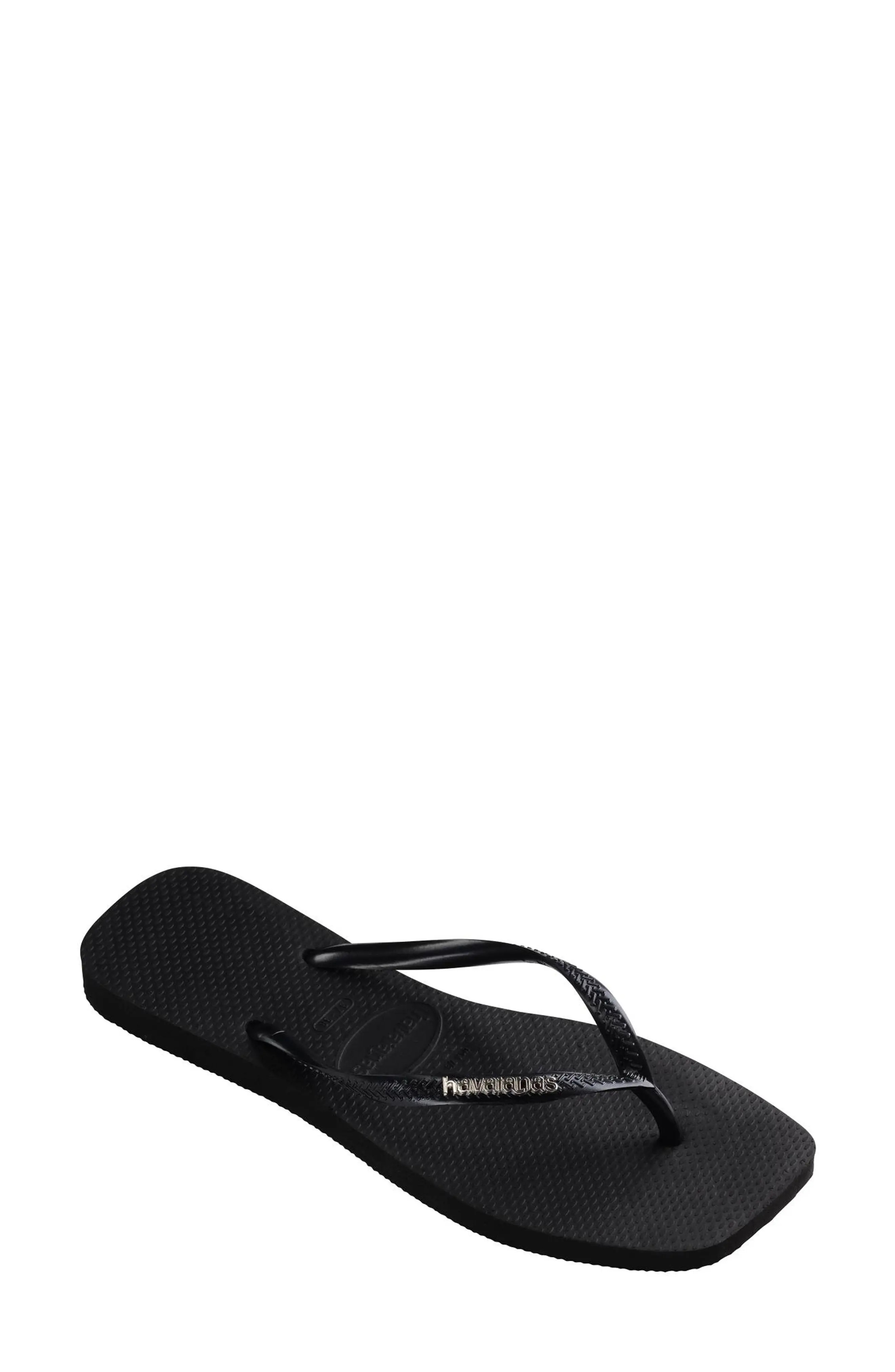 Havaianas Slim Square Logo Flip Flop in Rose Gold/rose at Nordstrom, Size 9 | Nordstrom