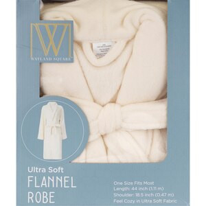 Wayland Square Ultra Soft Women's Flannel Robe, Cream | CVS Health