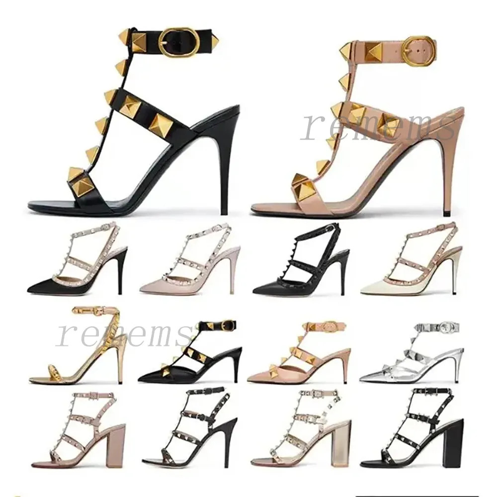 Save Big on Bulk Stiletto Rivet Studded Heels Designer High Heel Vt Sandal Dress Shoes Ankle Stra... | DHGate