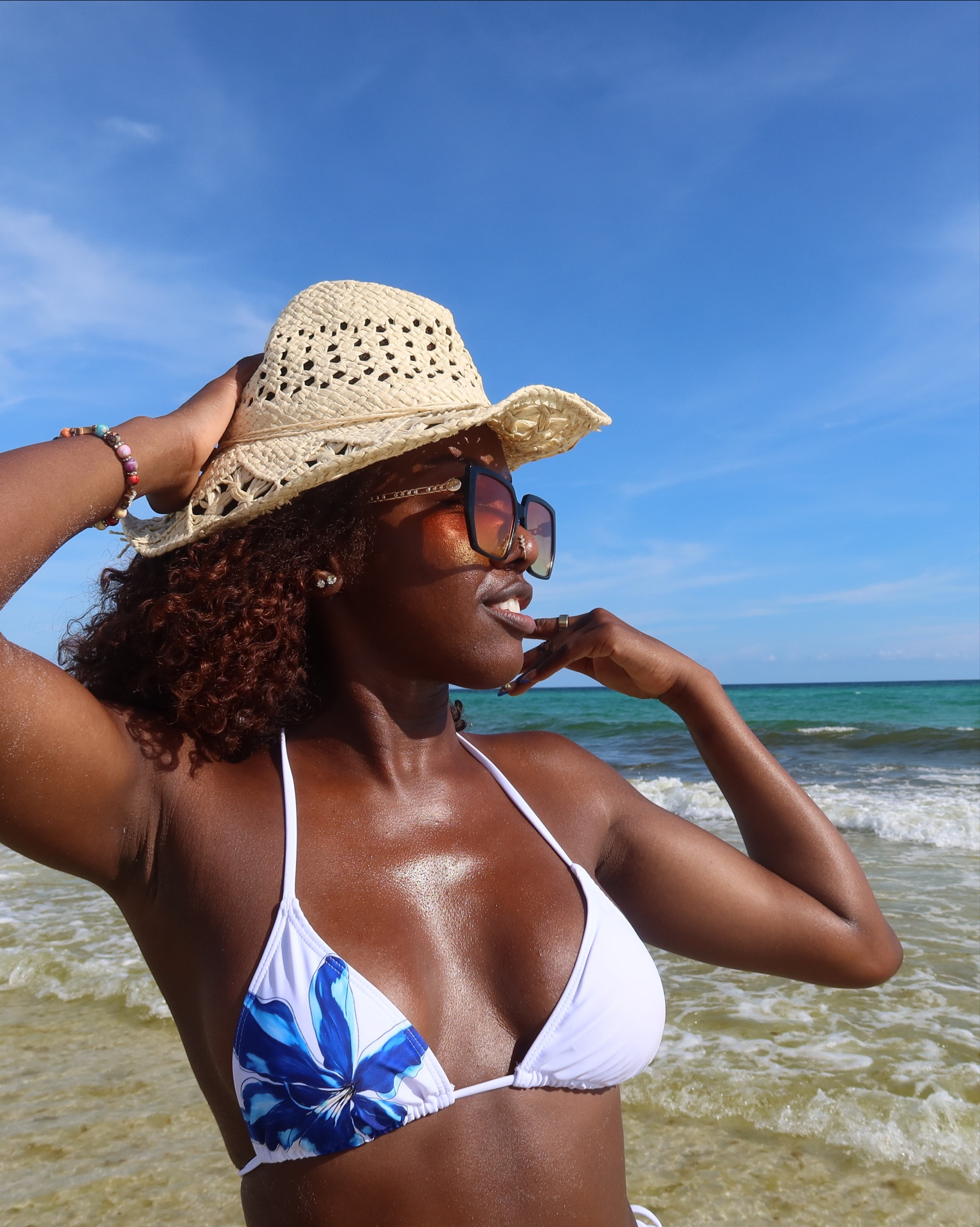 2 Piece Floral Print Halter Neck Tie Bikini Set from Amazon on dark skin

#LTKSwim