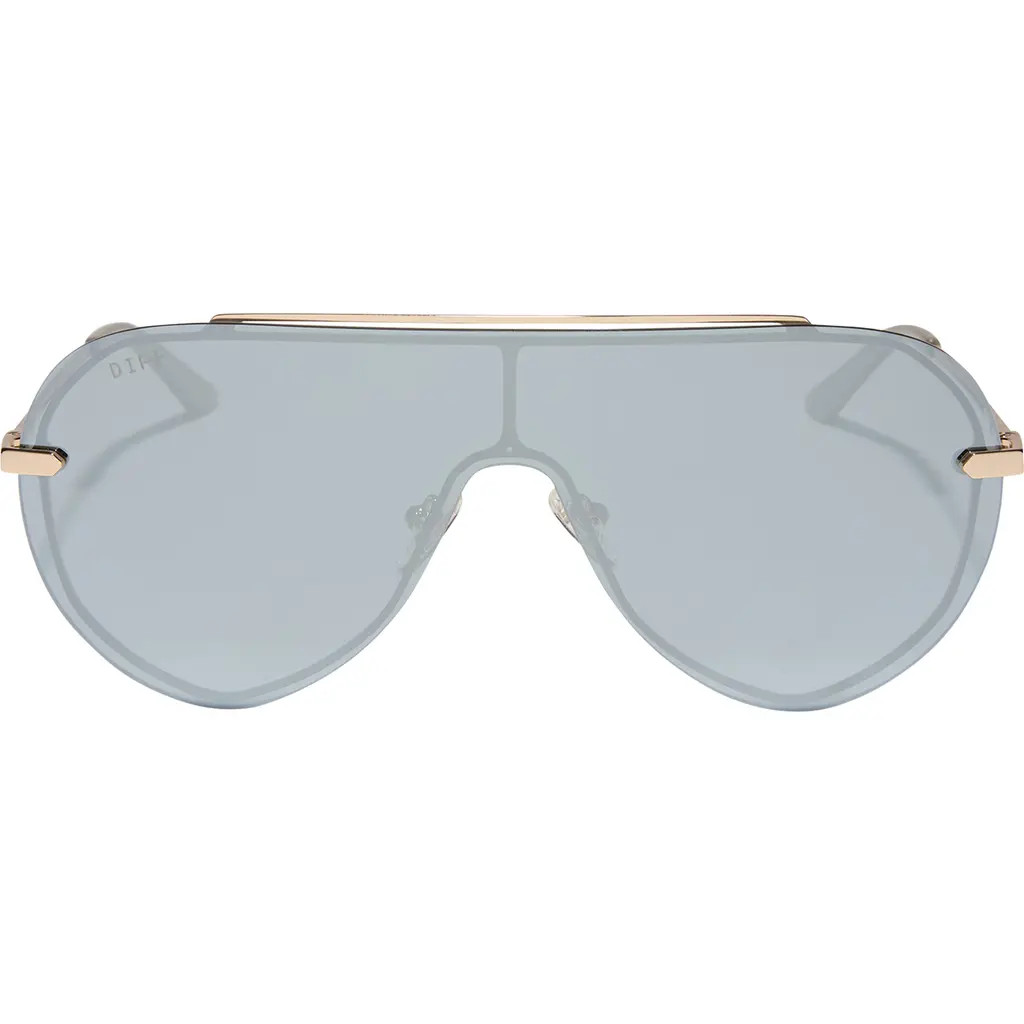 DIFF Imani 139mm Gradient Shield Sunglasses in Gold /Silver Mirror at Nordstrom Rack | Nordstrom Rack