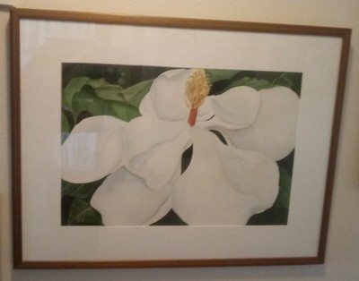 Magnolia Watercolor Painting Matt Wood Frame By Susan Govatos 2006 | eBay US