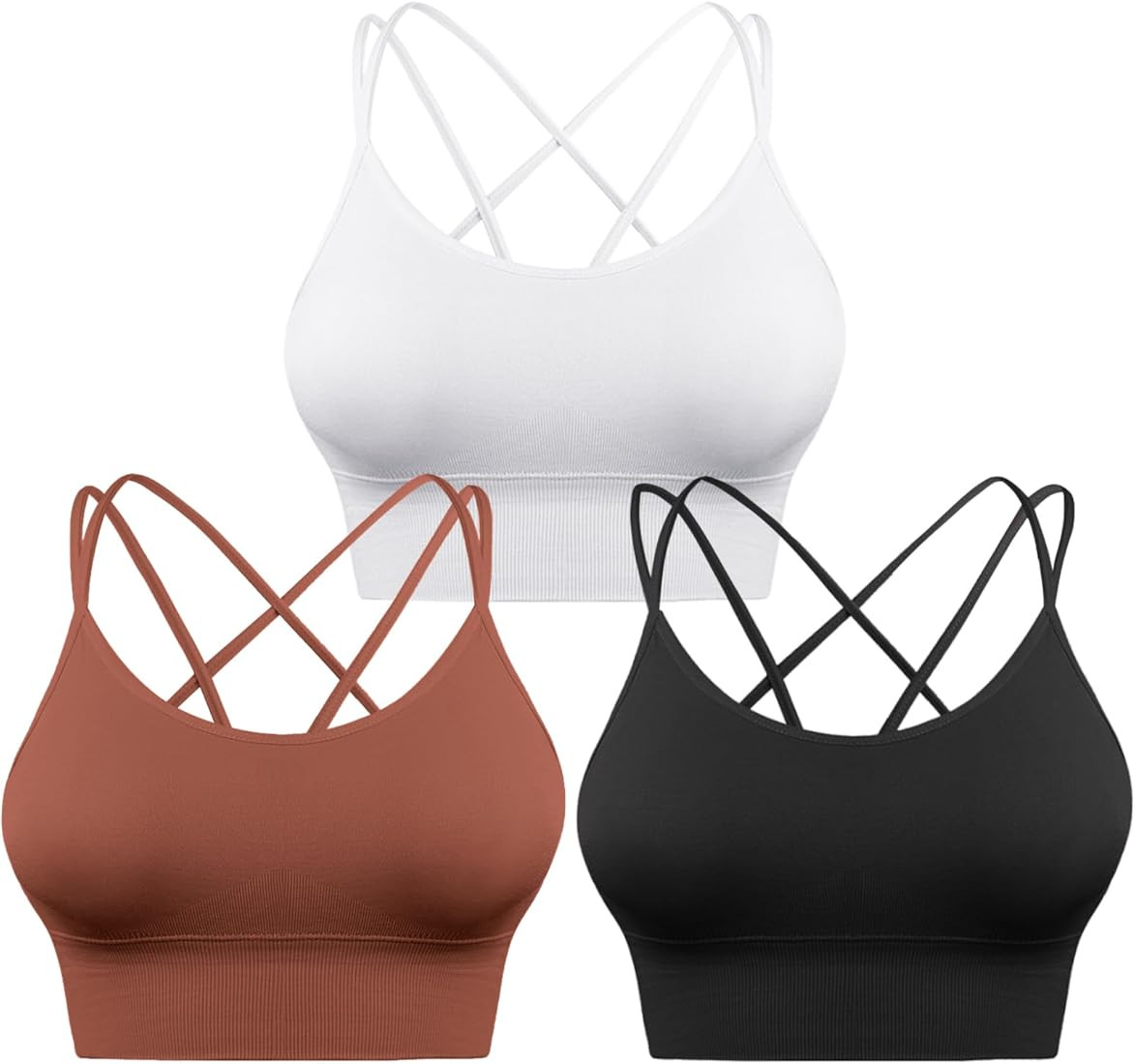 Sykooria 3 Pack Strappy Sports Bras for Women Sexy Crisscross for Yoga Running Athletic Gym Worko... | Amazon (US)