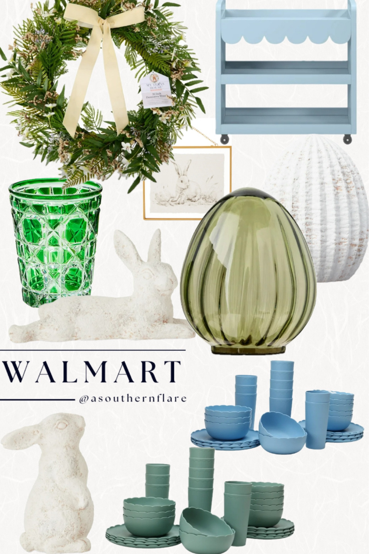 Walmart spring Decor, Easter, bunnies, wreath, scalloped plate sets, juice glasses, bar cart, eggs decor, Walmart spring decor, new releases 

#LTKSeasonal #LTKHome #LTKFindsUnder50