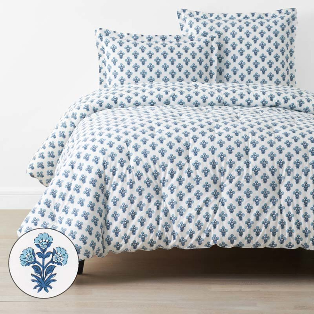 Suhana  Garment Washed Cotton Percale Comforter - Blue, Twin/Twin XL | The Company Store