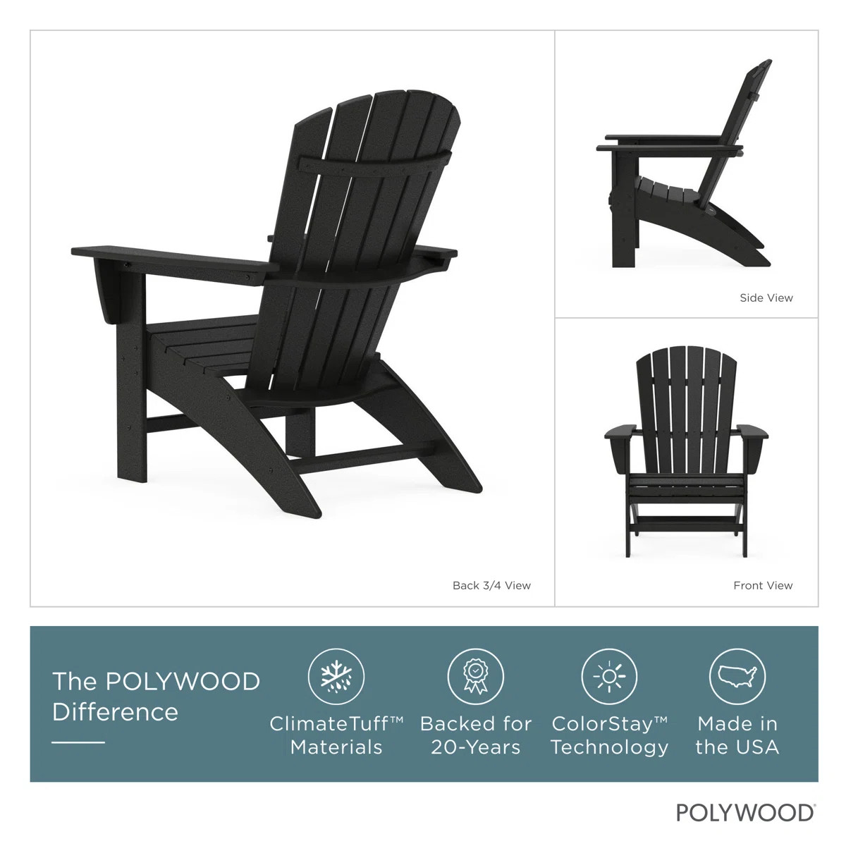 POLYWOOD Nautical Curveback Adirondack Chair | Wayfair North America