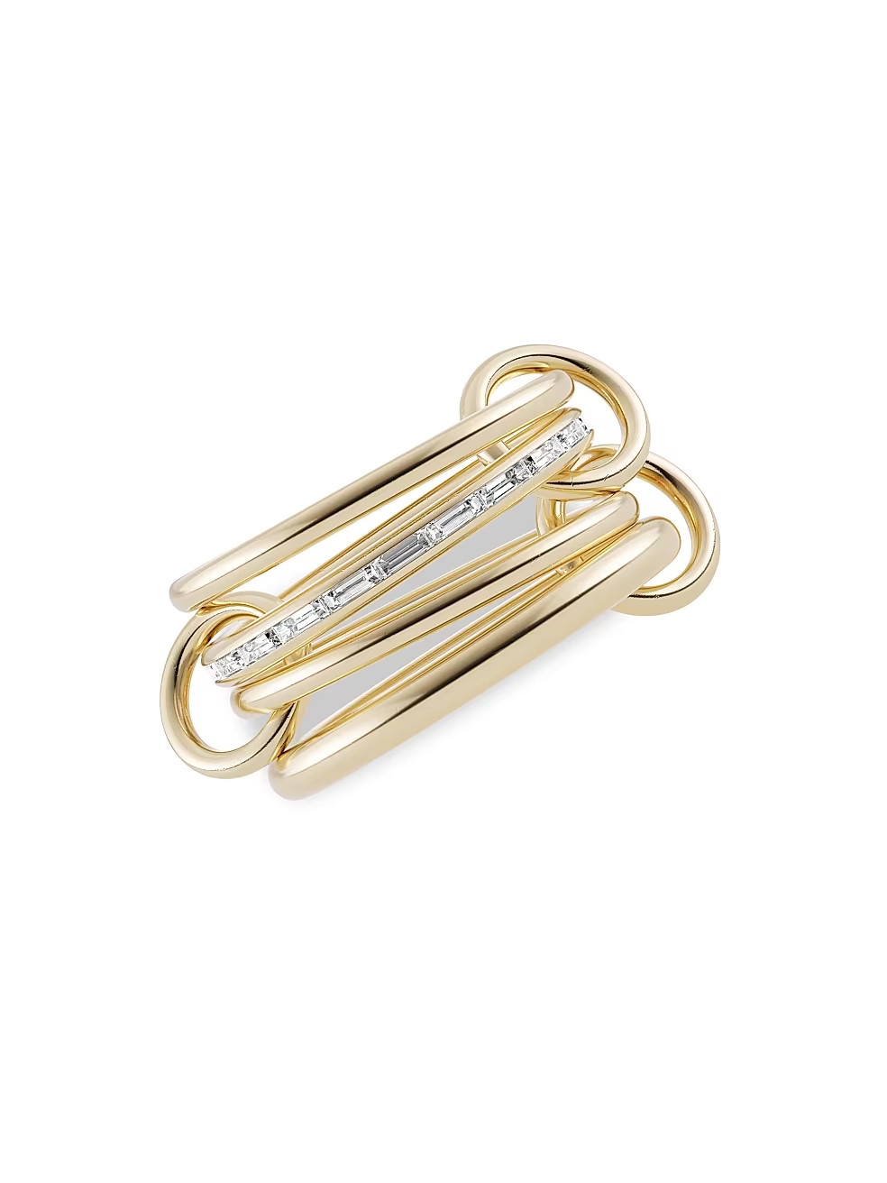 Spinelli Kilcollin Metius 18K Yellow Gold &amp; Diamond 4-Link Ring | Saks Fifth Avenue
