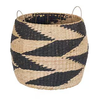 Black and Natural Large Woven Basket | The Home Depot