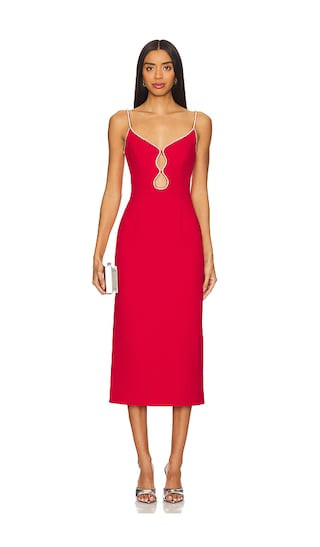 Akari Strap Midi Dress in Red | Revolve Clothing (Global)