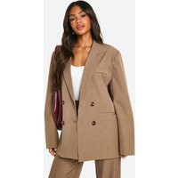 boohoo Dames Double Breasted Relaxed Fit Longline Blazer | Mocha | Maat: 40 | Boohoo.com (NL)